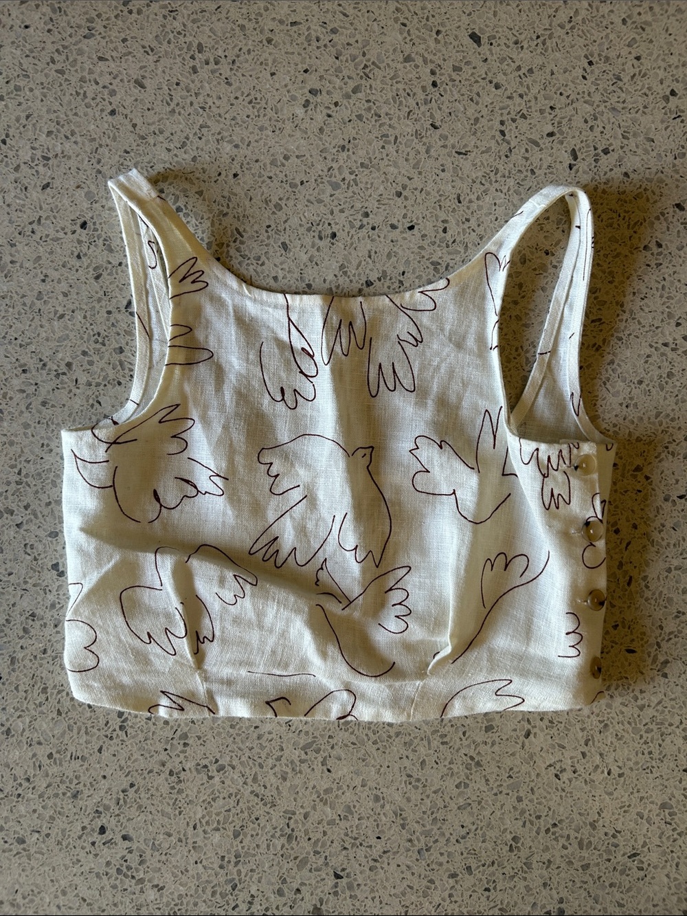 Paloma Wool Cream Cropped Tank Top with Brown Bird Outline